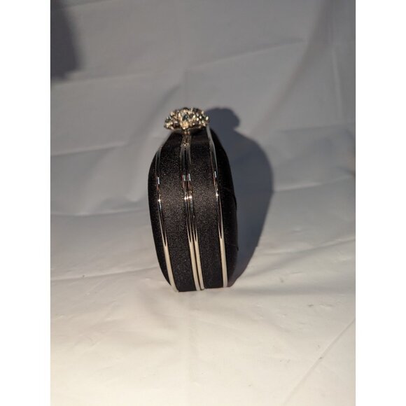 Lulu Townsend Black Satin Clutch Purse Bling Clasp & Convertible Chain 6 X 3.5 - Picture 3 of 12